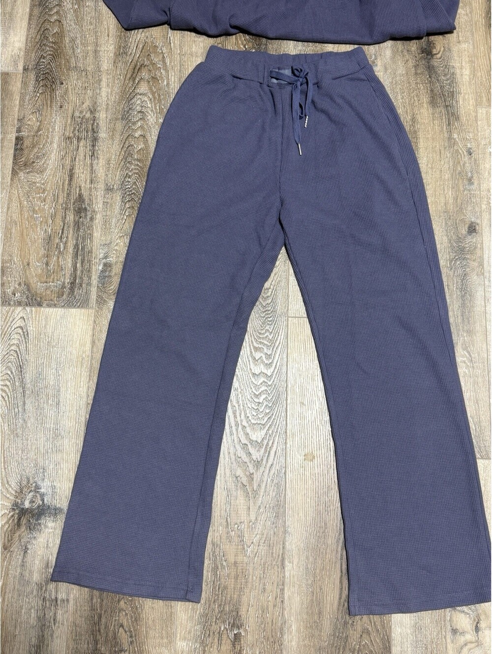 Comfrt Signature Comfort Waffle Set Lounge Crewneck Pants Slate Blue S - Picture 3 of 7